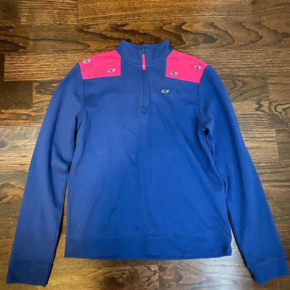 Vineyard vines blue and pink quarter zip size:L